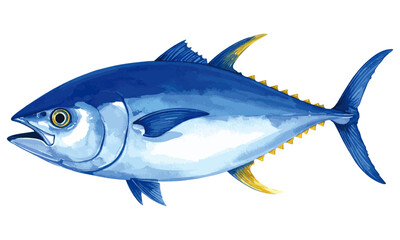 Obraz premium Watercolor Illustration of Atlantic Bluefin Tuna