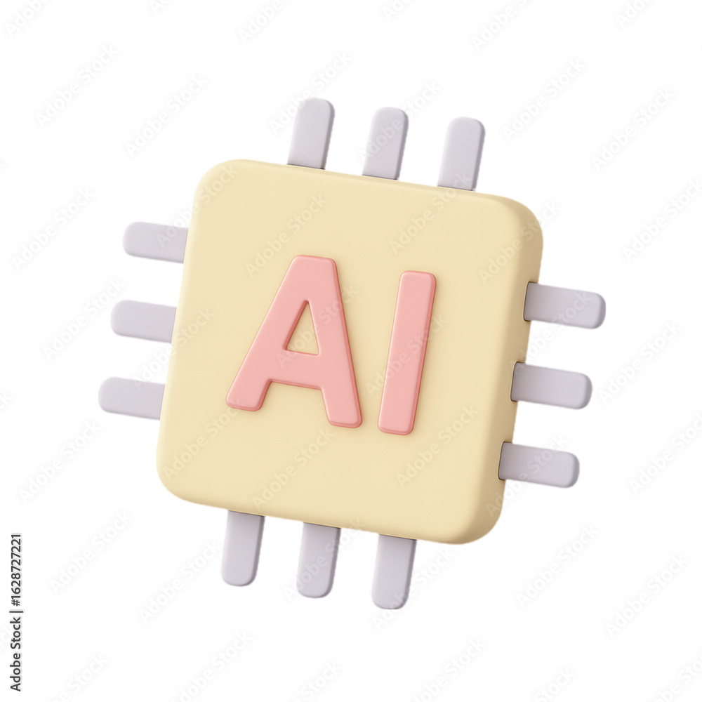 Aufkleber 3d ai chip with ai text isolated on transparent background