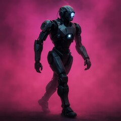 Fototapeta premium Futuristic Robot Walking Towards Innovation and Technological Advancement, Digital Future Concept for Science, Engineering and Artificial Intelligence