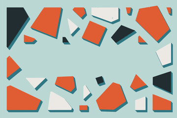 Abstract background with orange white and black geometric shapes on a light blue background design art