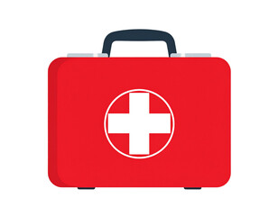 Obraz premium Red first aid kit with white cross symbo