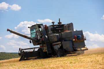 Rearside View Old Combine Harvester