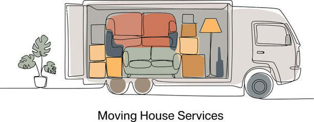Seamlessly move your belongings with our reliable home moving truck packed with furniture and boxes, offering stress-free relocation solutions.