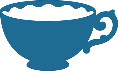 Elegant blue teacup icon ready for your creative projects, perfect for cafes and hospitality branding needs