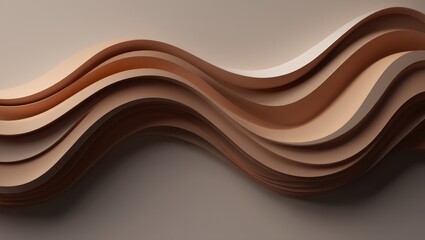Abstract wavy paper art background brown beige color gradient design elegant modern style