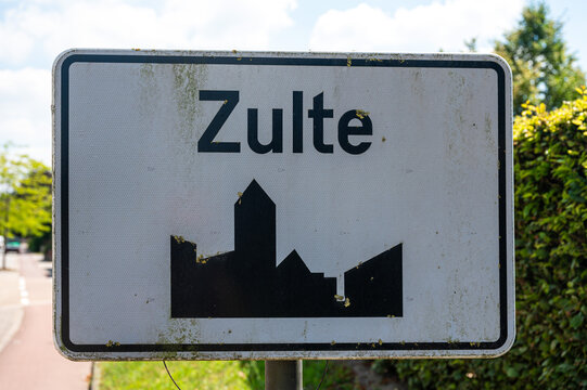 Road sign to the village of Zulte, East Flanders, Belgium