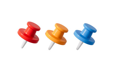 Cartoon pushpins tools, office stationery, learning stationery, 3d rendering.