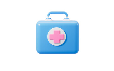 Cartoon medical first aid kit isolated in the white background, 3d rendering.