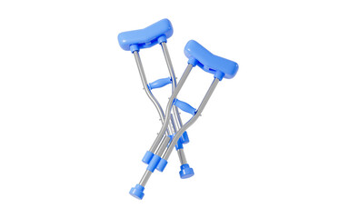 Cartoon crutches model isolated, 3d rendering.