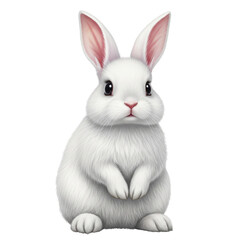Obraz premium Cute white bunny isolated on transparent background isolated transparent background