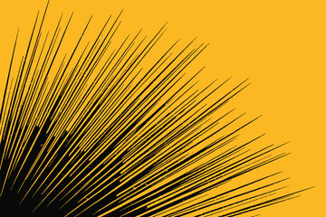 Obraz premium A graphic design featuring black radiating lines emanating from the corner on a yellow background space art