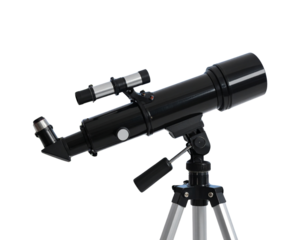 Sleek black telescope on tripod for stargazing  