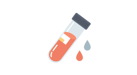 Medical analysis concept with blood test vial and drops for health and laboratory use