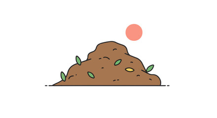 Environmental sustainability concept featuring compost pile under sun