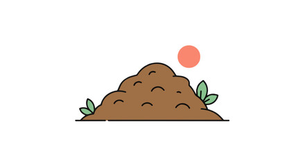 Eco-friendly compost pile with green leaves and sun for sustainable gardening