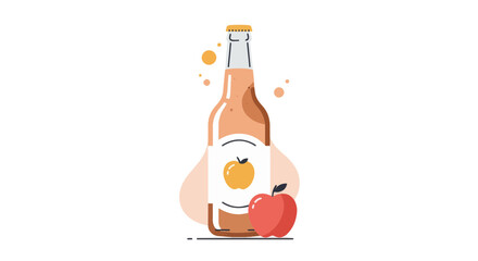 Refreshing beverage concept with cider bottle and apple for packaging design