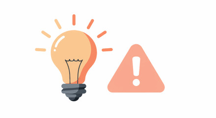Creative idea and caution concept with light bulb and exclamation mark