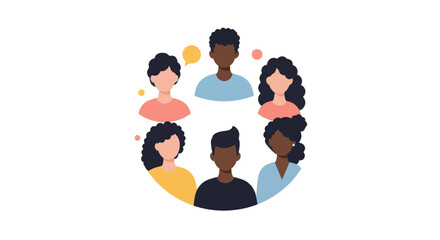 Unity and diversity in community circle concept for teamwork and inclusion