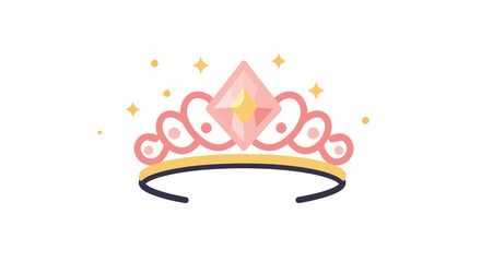 Elegant pink diamond tiara with topaz gemstones on white background for royalty and luxury themes