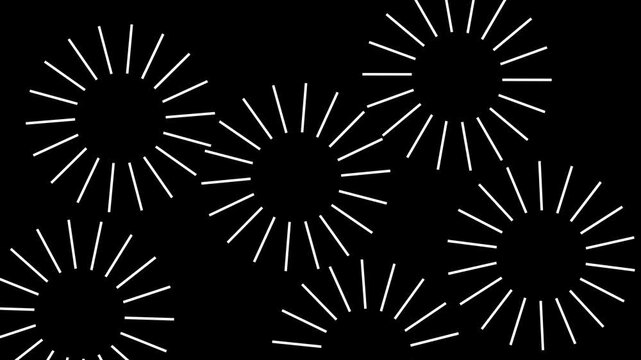 Spinning Sunburst Line Animation, Abstract Radial Pattern, Minimal Loop Looping Design, Black Background Motion Graphic