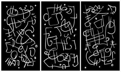 Modern interior triptych. The picture is painted by hand on a tablet.