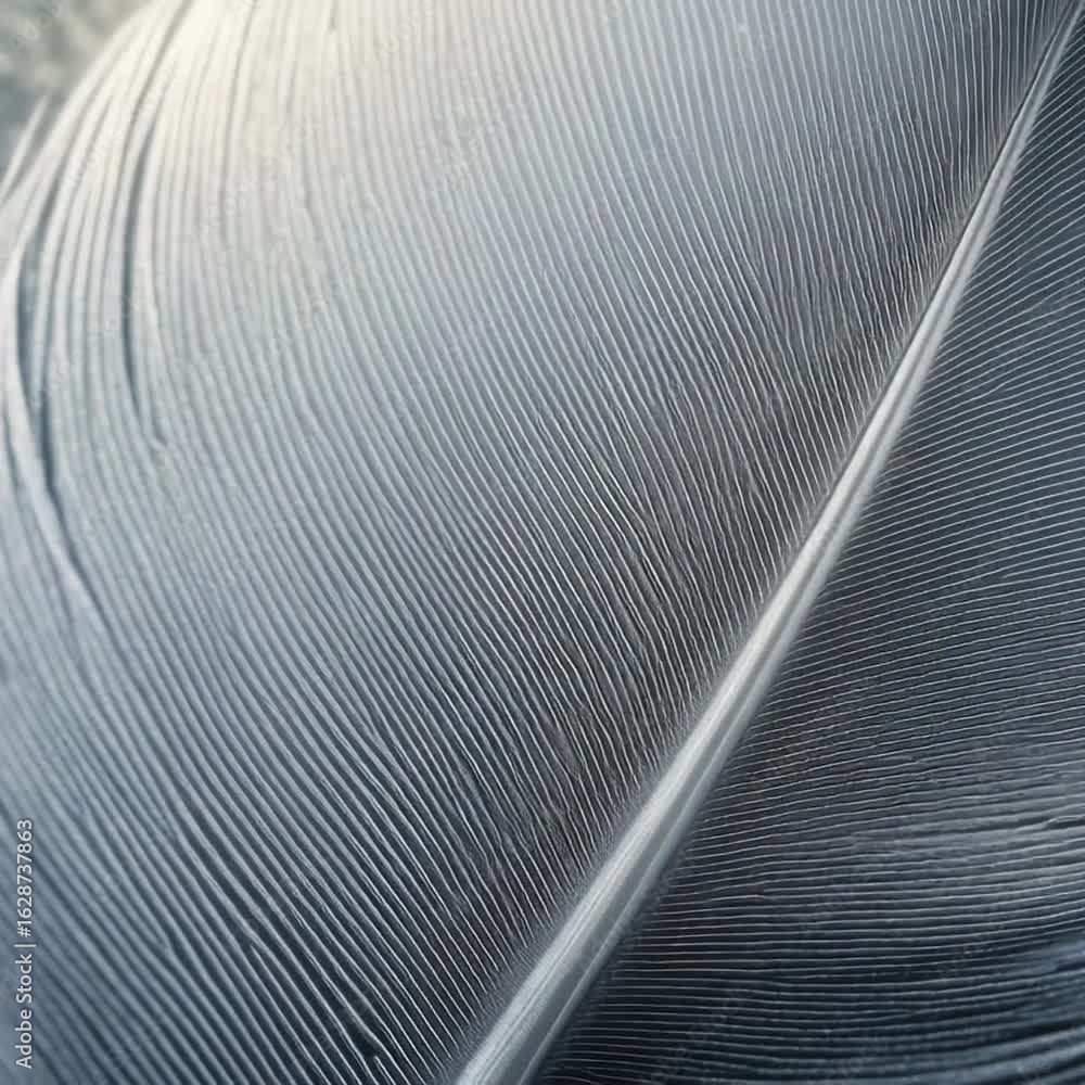 Poster a close-up view of a feather's intricate feathers and texture
