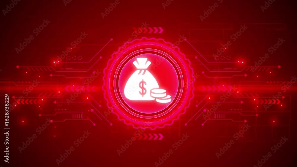 Poster dollar stable coin currency business and digital money hologram symbol appears on a digital backgrou