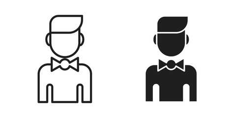 Ventriloquist icon. Sign design in outline and flat style for web