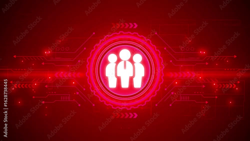 Aufkleber glowing neon teamwork icon. global team work concept animation. animation of network of connections 
