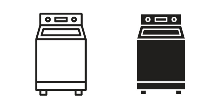 Top load washer icon. Sign design in outline and flat style for web