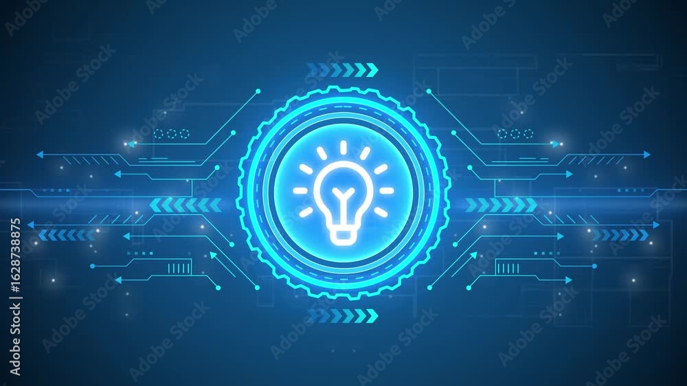 Poster light bulb innovation solution. creative idea and success concept symbol on dynamic digital backgrou