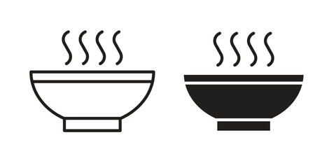 Soup icon. Sign design in outline and flat style for web
