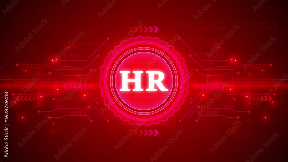 Poster human resources hr management concept. business, technology, internet and network concept. technolog