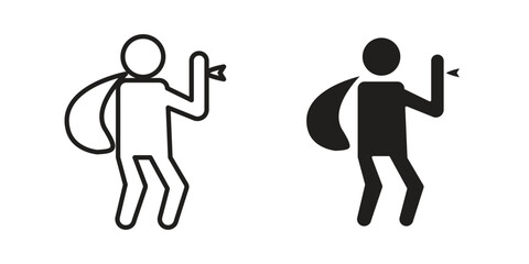 Robbery icon. Sign design in outline and flat style for web