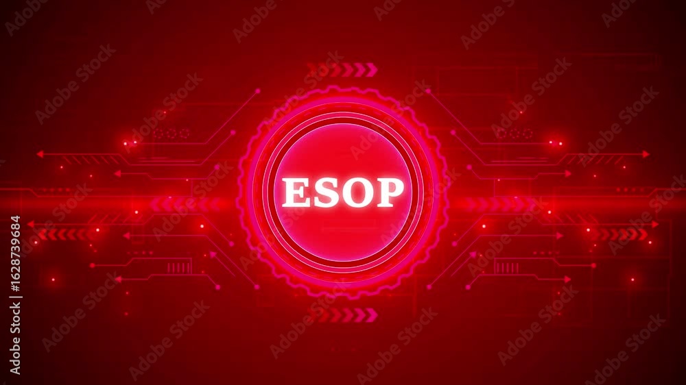 Poster esop – employee stock ownership plan. esop concept head up display (hud ui) panel and futuristic tec