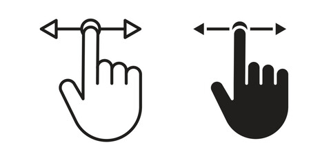 Push to slide right and left gesture icon. Sign design in outline and flat style for web