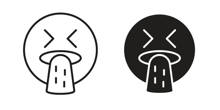 Puking emoji icon. Sign design in outline and flat style for web