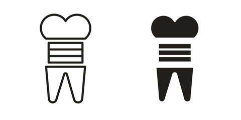 Molar crown icon. Sign design in outline and flat style for web