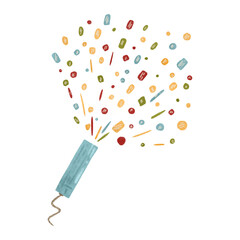 Festive colorful confetti - round watercolor frame background. This is an autumn-themed design element for printing, children's prints, and decoration