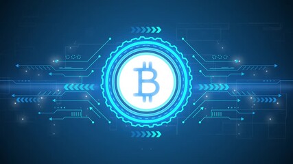 bit coin stable coin currency business and digital money hologram symbol appears on a digital background. digital money logo with rotation HUD UI circle technology interface and futuristic elements. - Powered by Adobe