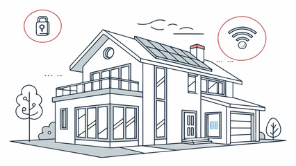 Naklejka premium The image is an illustration of a smart home. A smart home is a residence that uses a system to connect and automate devices and appliances, which can be controlled remotely.