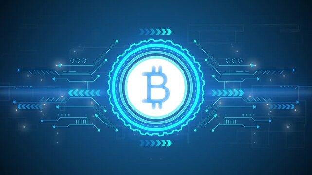 bit coin stable coin currency business and digital money hologram symbol appears on a digital background. digital money logo with rotation HUD UI circle technology interface and futuristic elements.