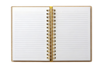 Open notebook isolated on transparent background