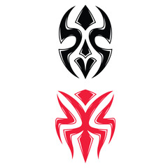 Tribal mask red black symbol