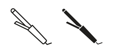 Hair curler icon. Sign design in outline and flat style for web