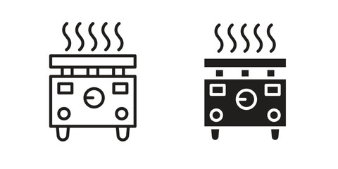 Electric hot plate icon. Sign design in outline and flat style for web