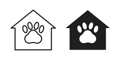 Dog Shelter icon. Sign design in outline and flat style for web