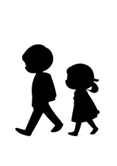 Silhouette of Two Children Walking