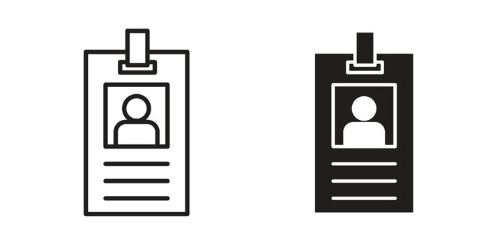 Credential icon. Sign design in outline and flat style for web