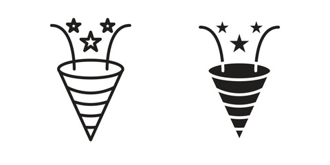Congratulations icon. Sign design in outline and flat style for web
